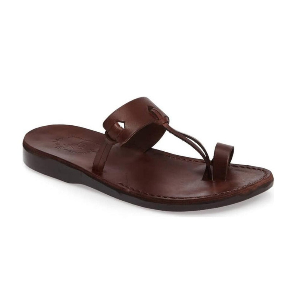 Men's Brown Leather Flip-Flops